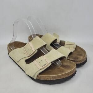 Birkenstock Arizona Sandals Mens EU41 US8.5 Almond Suede Slides Comfort Slip On